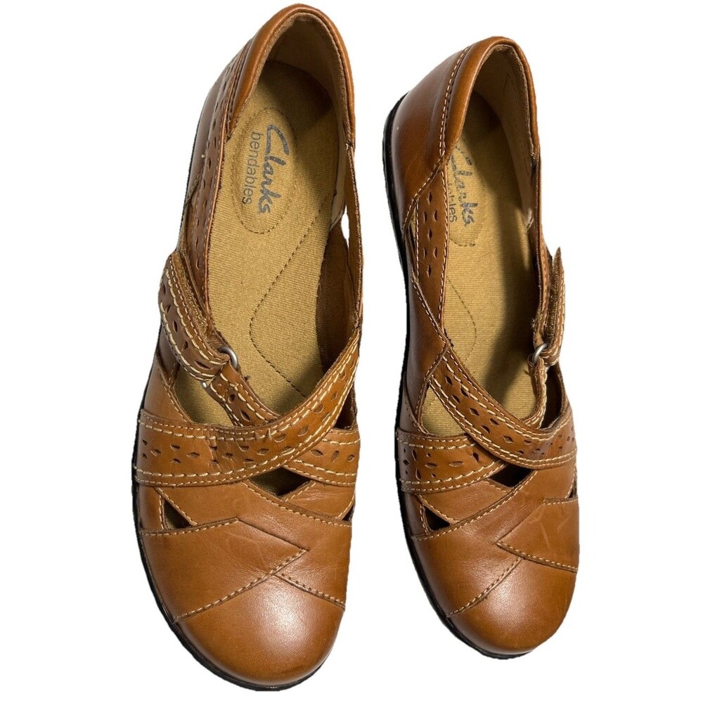 Women's Clarks Ashland Spin Q Mary Jane Leather Shoes - Size 7N